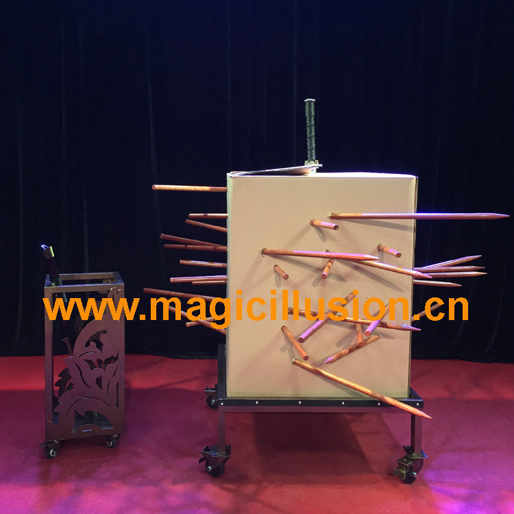 Stick thru paper box stage magic illusion PW-GMG-129