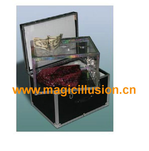 Cash Appearing Box magic trick, w/ Case