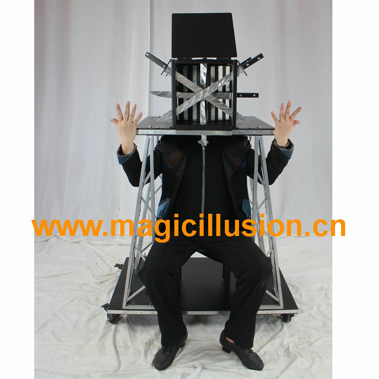 Big thru head box stage magic illusions