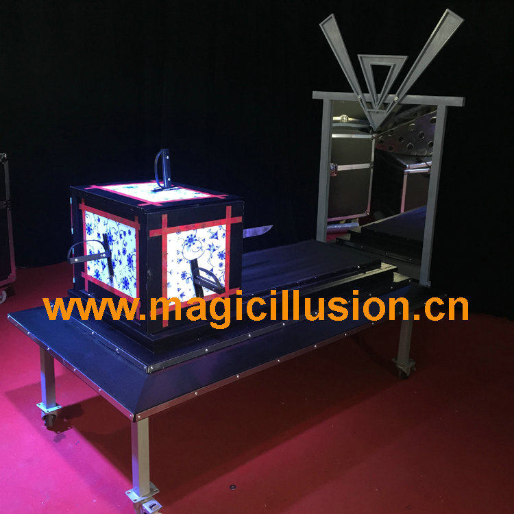 Folding sword box stage magic illusion